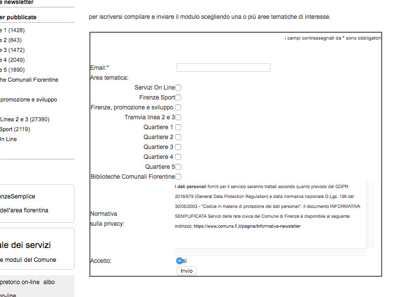 Screenshot: Comune di Firenze