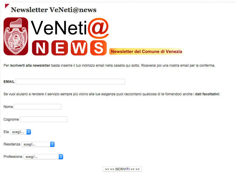 Screenshot: Comune di Venezia