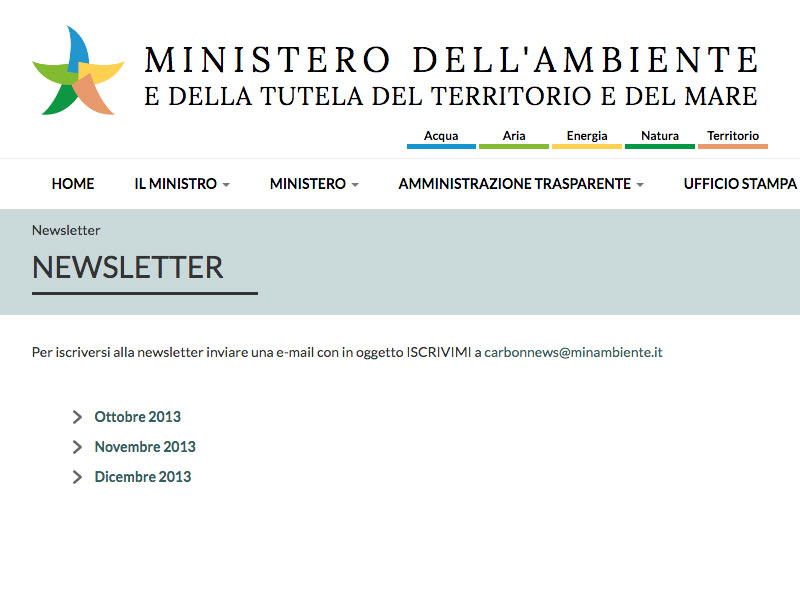 Screenshot: Ministero dell'ambiente e della tutela del territorio e del mare