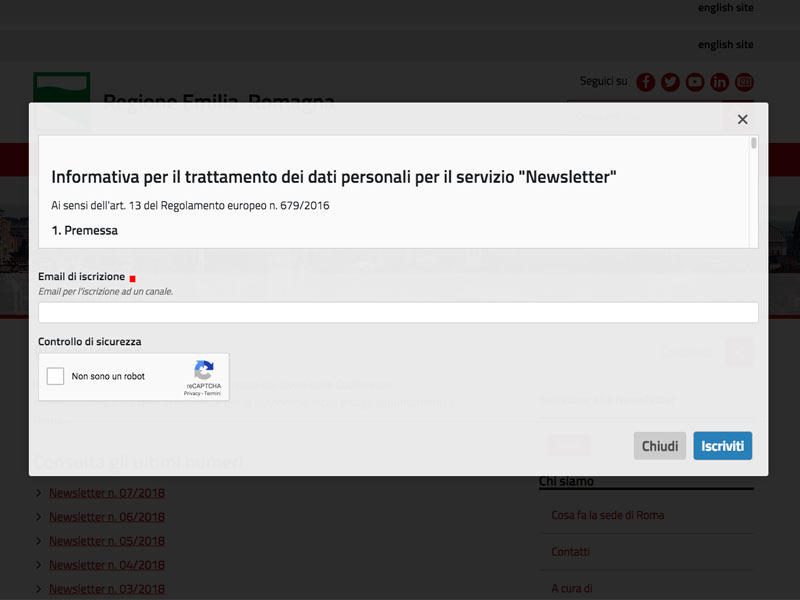 Screenshot: Regione Emilia Romagna